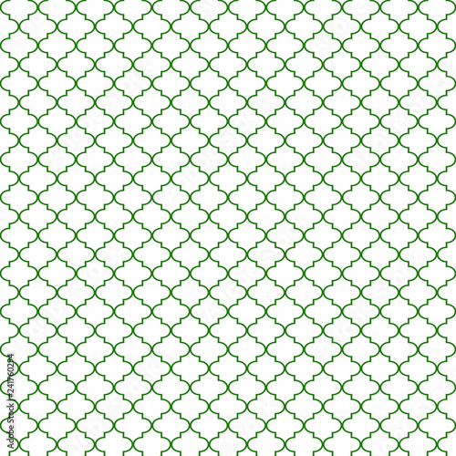 Quatrefoil Seamless Pattern - Minimalist green and white quatrefoil or trellis design