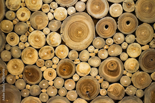 Wooden art circle pattern. Wood art carving texture ornament for decoration