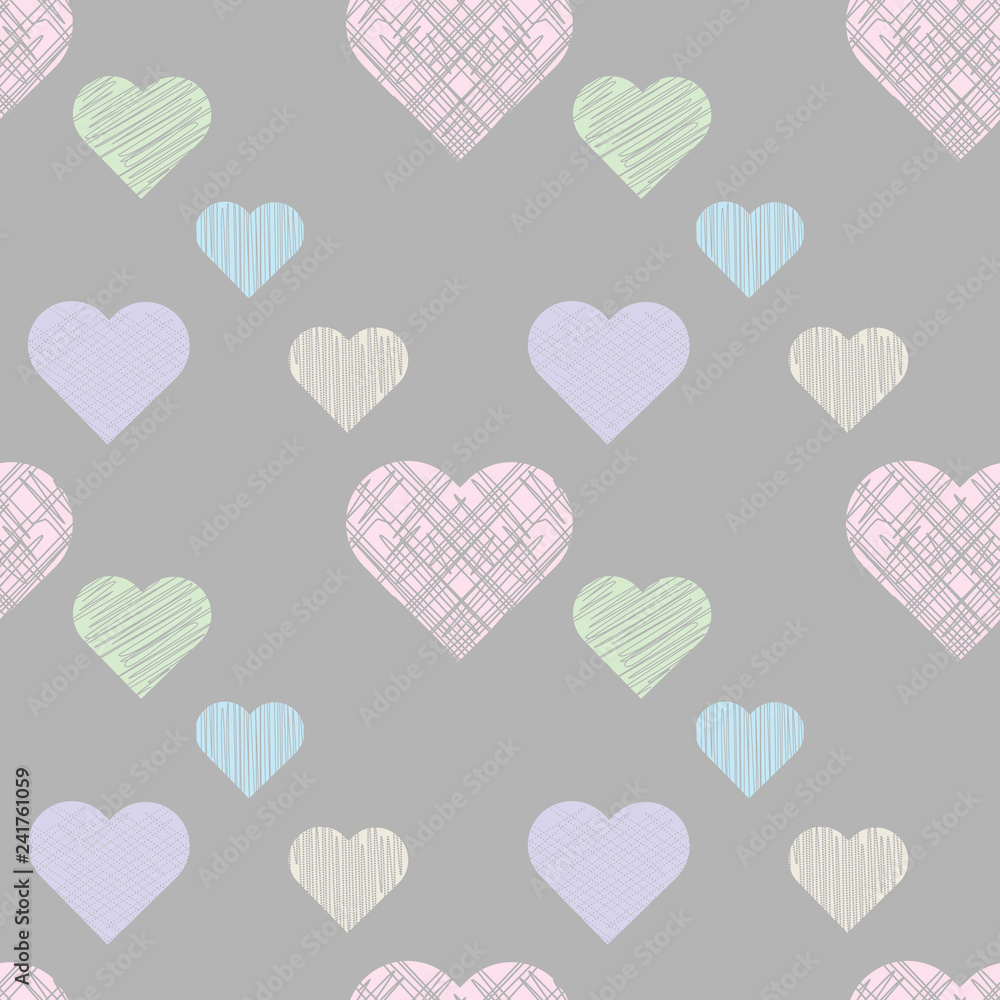 pastel seamless pattern with hatching hearts. delicate Love print.