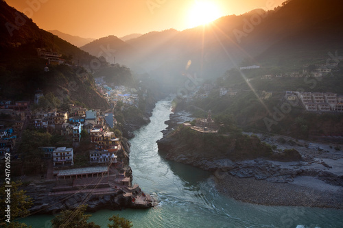 Start of Ganges River in Devprayag, India photo