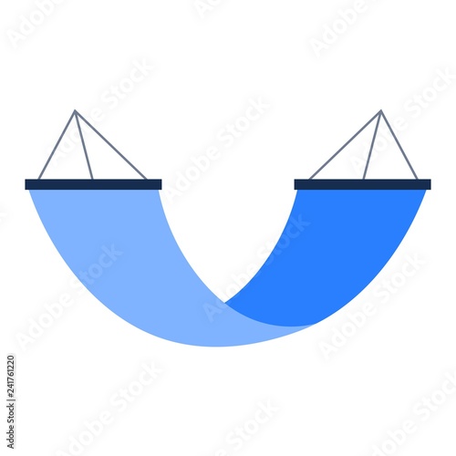 Blue swing bed or hammock simple icon isolated on white
