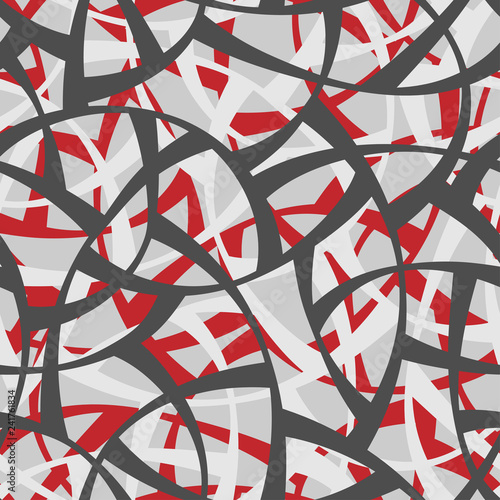 Vector Seamless red  black and white pattern. Abstract Geometric Background Design