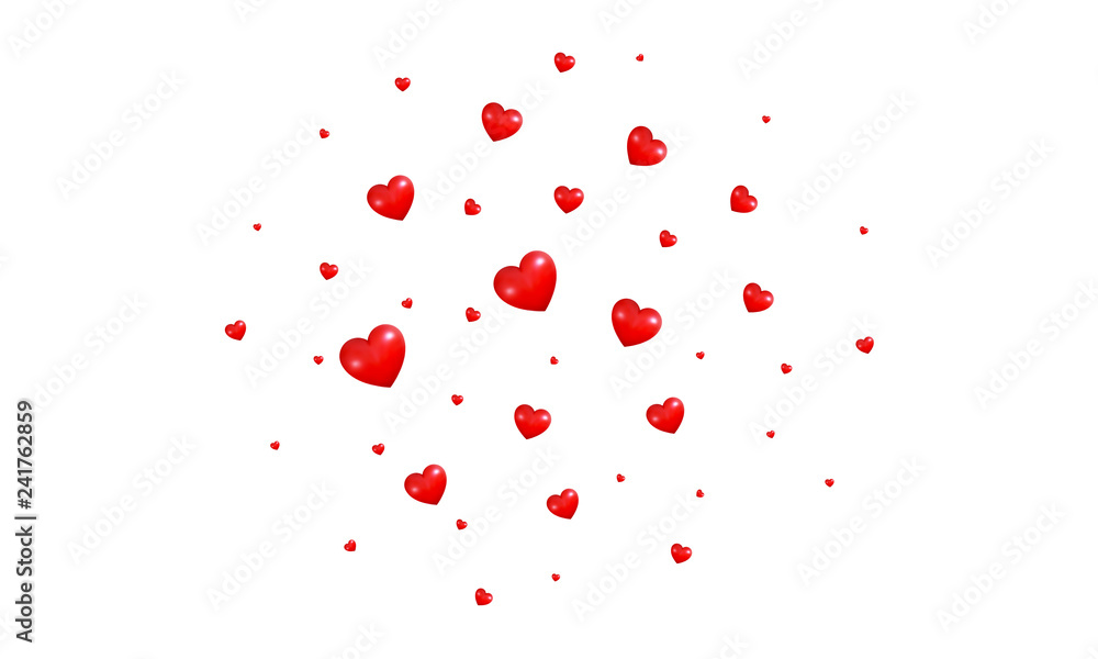 Valentine's Day background. Shiny flying Valentine red hearts. Hearts background overlay.