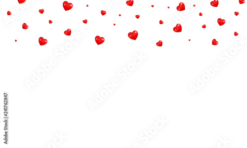 Valentines Day background. Shiny flying Valentine red hearts. Hearts background overlay