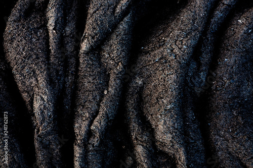 Detail of hardened pa'hoehoe lava flow in Volcanoes National Park, Hawaii.