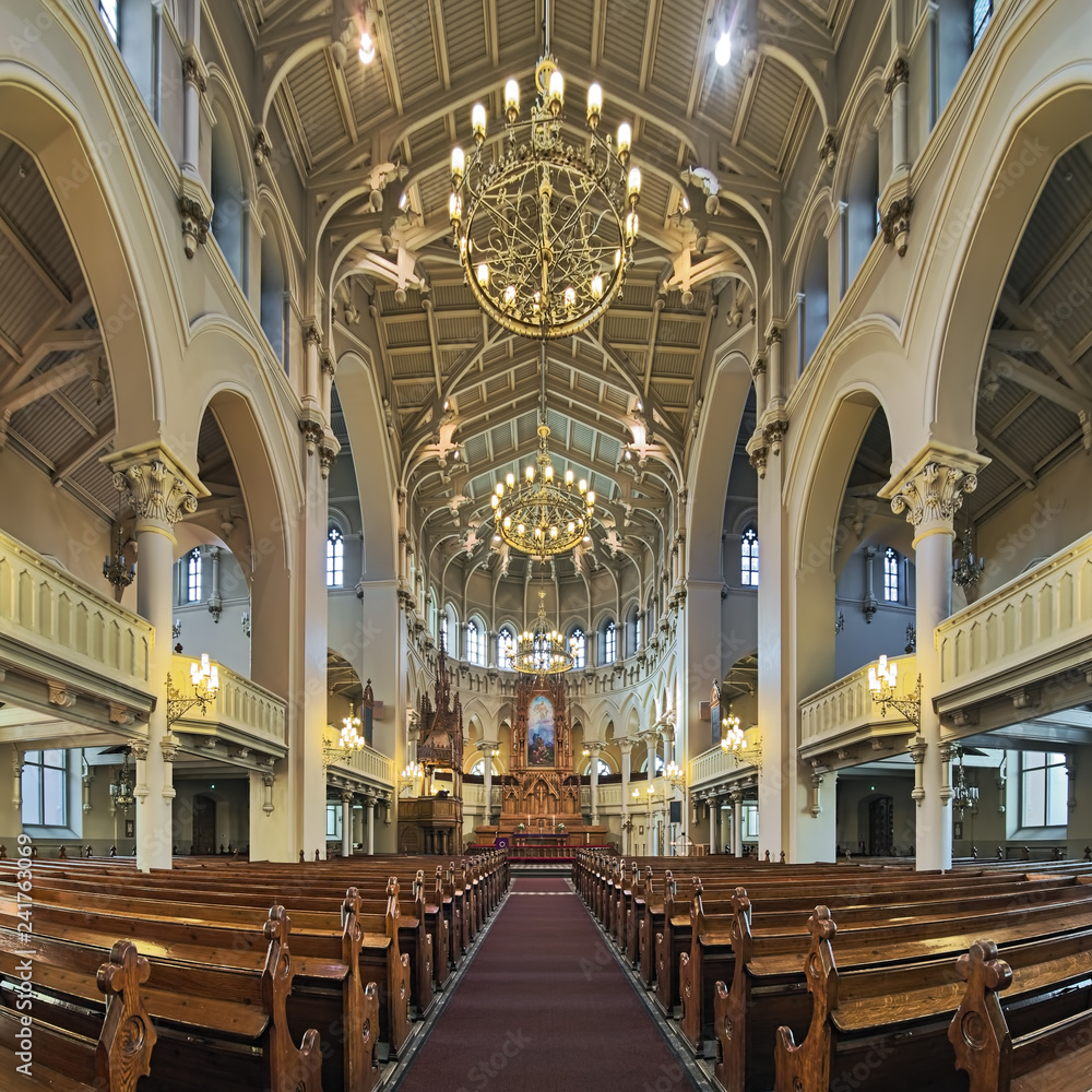 Obraz premium Interior of St. John's Church (Johanneksenkirkko) in Helsinki, Finland. The church was built in 1888-1891 by design of the Swedish architect Adolf Emil Melander.