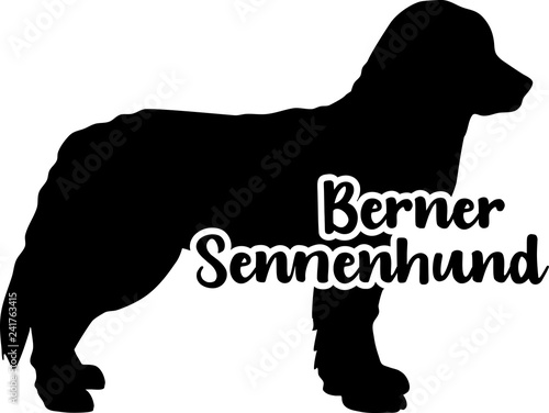 Bernese Mountain silhouette black with name