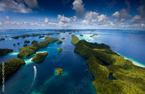 Aerial view of rock islands of Palau