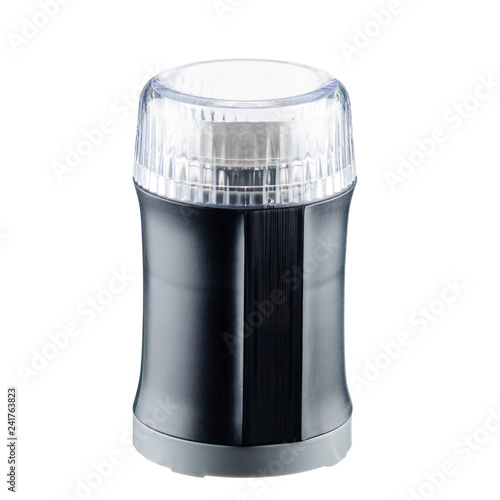 Black coffee grinder isolated on the white background