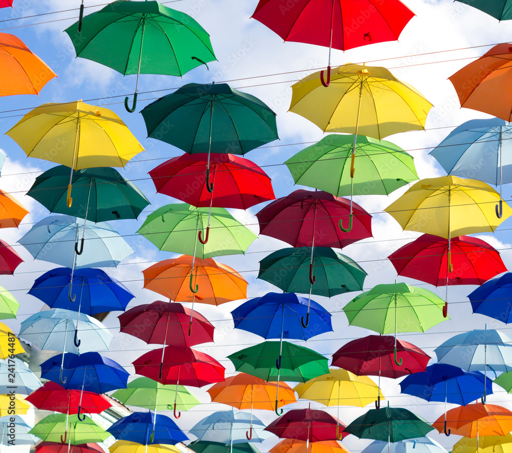 Obraz premium colorful umbrellas, installation at the festival