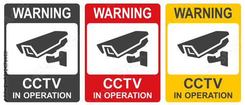 Set of Closed Circuit Television Signs. CCTV vector illustration.