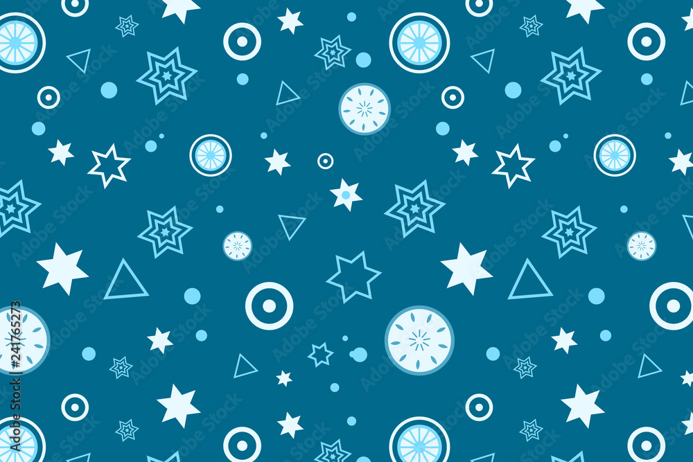 Winter blue stylish digital geometric background with different shapes.
