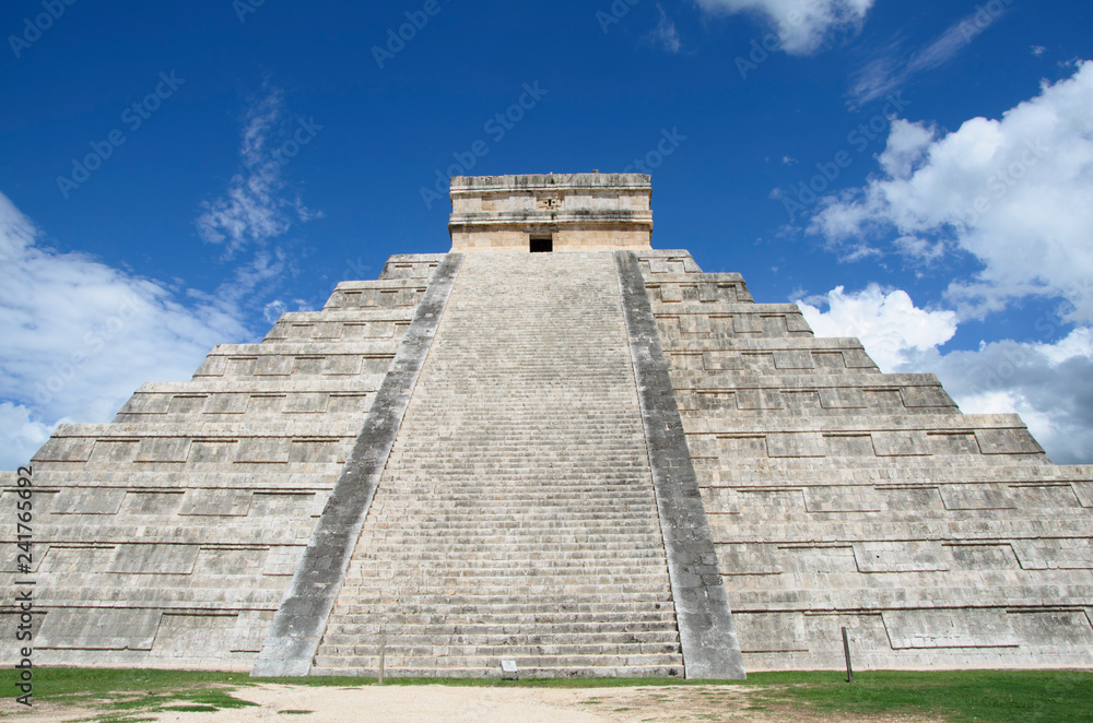 The Pyramid of Kukulkan at Chichen Itza in Mexico, one of the New Seven Wonders of the World.
