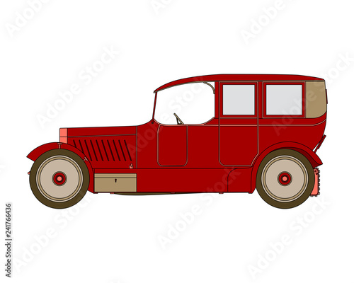 Vintage red car. Vector illustration of a vintage limousine.
