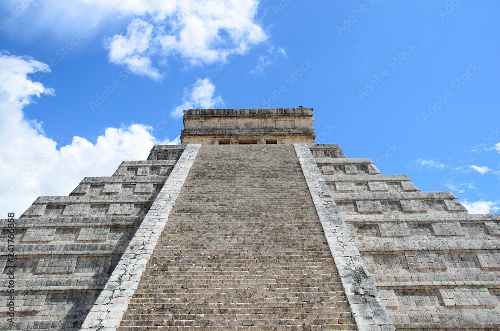The Pyramid of Kukulkan at Chichen Itza in Mexico, one of the New Seven Wonders of the World.

