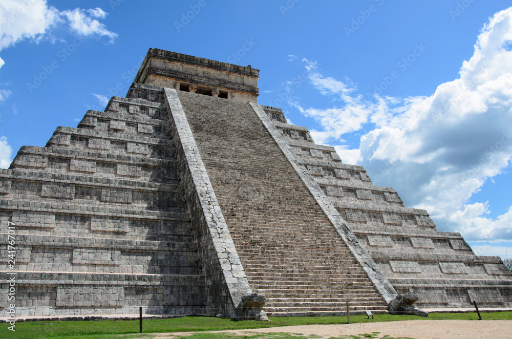 The Pyramid of Kukulkan at Chichen Itza in Mexico, one of the New Seven Wonders of the World.
