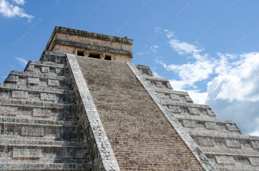 The Pyramid of Kukulkan at Chichen Itza in Mexico, one of the New Seven Wonders of the World.
