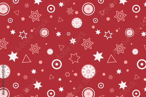 Red stylish digital geometric background with different shapes.		