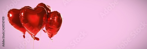 Composite image of red heart shape balloons