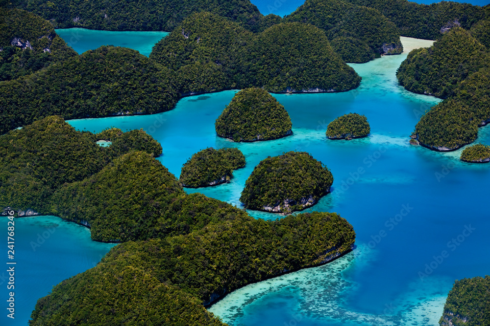 Aerial view of the rock islands, Palau. Aerial view of the rock islands, Palau.