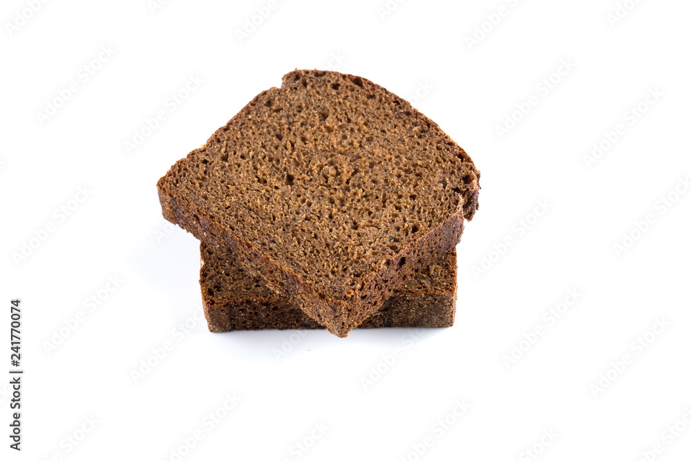 Rye bread slices isolated on white background Rye bread slices isolated on white background