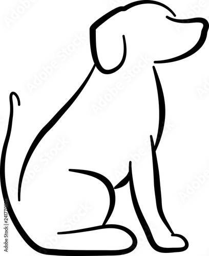 Dog sitting silhouette white