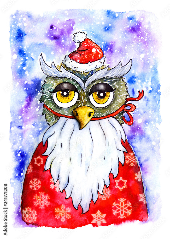 Christmas card owl