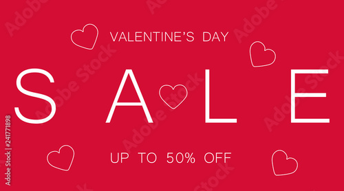 Valentines day sale background with heart. Vector illustration.