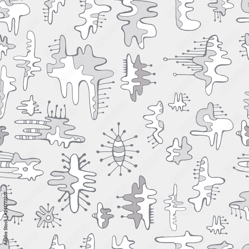 Seamless monochrome pattern of abstract design doodle elements. Seamless monochrome pattern of abstract design doodle elements.