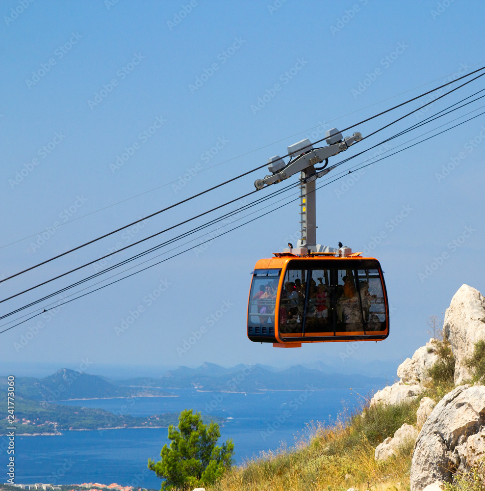 cable car on top of the mountain