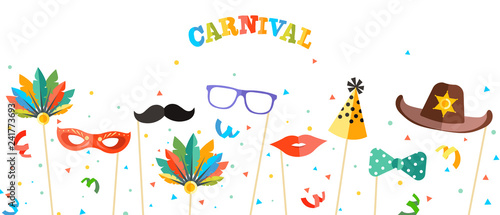 colorful photobooth carnival background in flat design