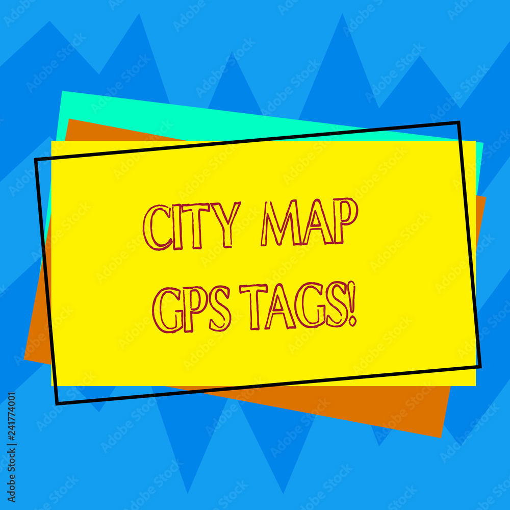 Handwriting text writing City Map Gps Tags. Concept meaning Global system location of places in cities Pile of Blank Rectangular Outlined Different Color Construction Paper Stock Illustration | Adobe Stock