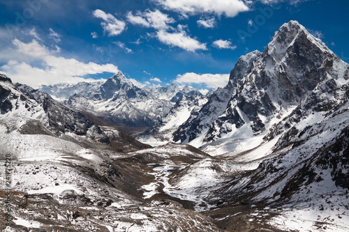 Mountains Ama Dablam  Cholatse  Tabuche Peak. Trek to Everest ba