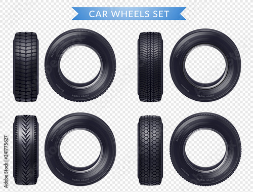 Realistic Car Tires Transparent Set 