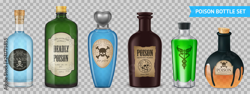 Realistic Poison Bottles Set