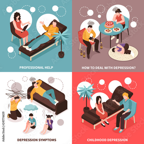 Depression Concept Icons Set