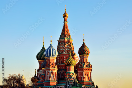 Moscow, Russia - 19 November 2018: Cathedral of Vasily the Blessed, Pokrovsky Cathedral in Red Square in Moscow