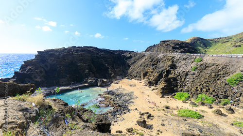 View of the Halona Blowhole Lookout, Tourist Attraction in Oahu island