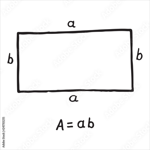 Hand drawn rectangle Area. Sketch for education, icon
