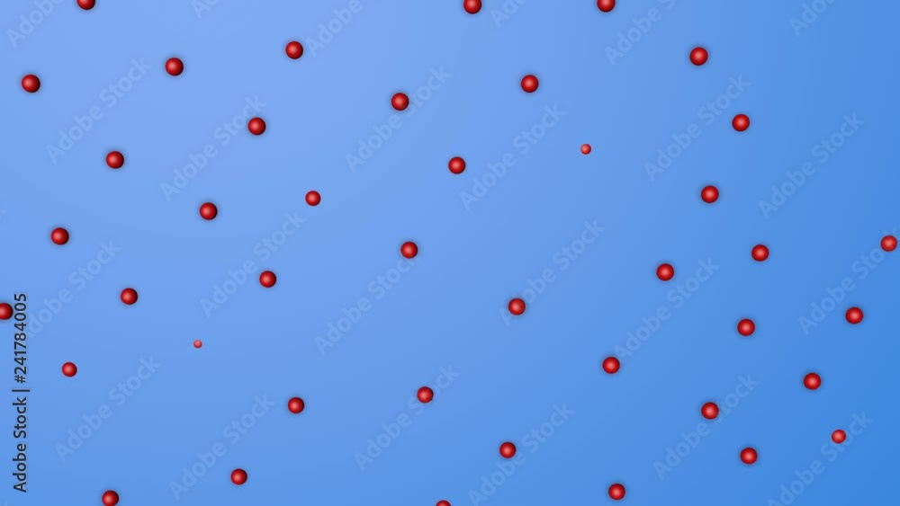 Red three-dimensional hemispheres move on a light blue background. abstract animation. 3d rendering