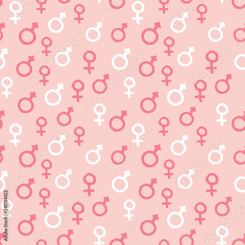 Mars and Venus seamless pattern vector illustration. Hand drawn sketched doodle gender background