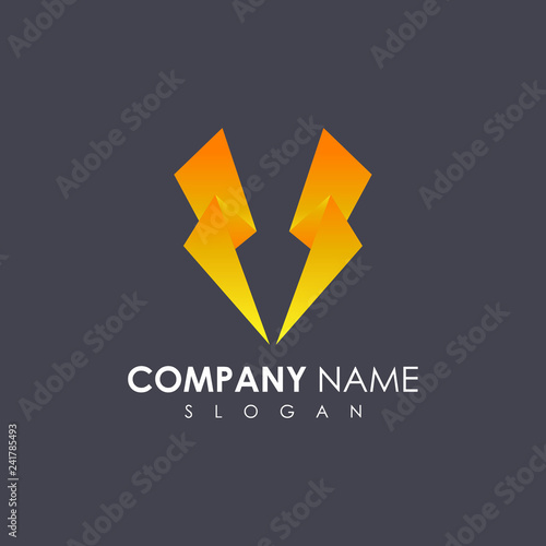 Free Download Thunder Letter V With Origami Style, Initial Logo Template - GFXLoad