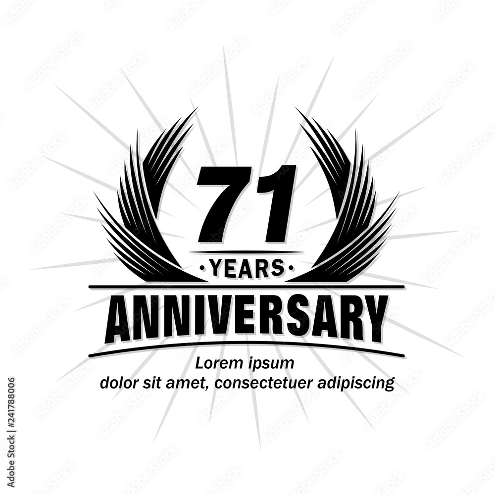 71 years design template. Anniversary vector and illustration template.
71 years design template. Anniversary vector and illustration template.