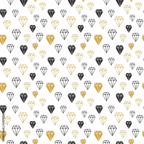Diamond seamless pattern vector illustration. Hand drawn sketched doodle diamond symbols background