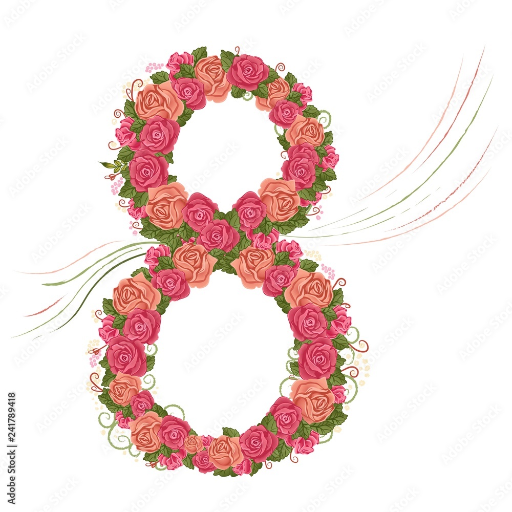 8 Marta postcard, the numbers of the colors of roses and leaves 8 Marta postcard, the numbers of the colors of roses and leaves