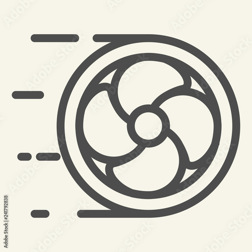 Fan cooler line icon. Computer fan vector illustration isolated on white. Airflow outline style design, designed for web and app. Eps 10.