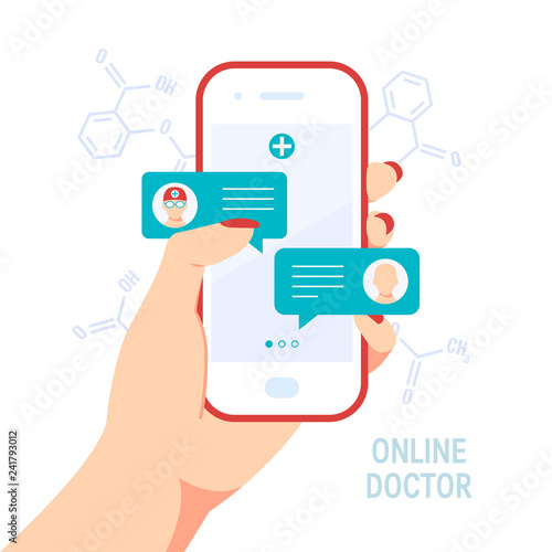 Doctor online vector concept in flat style