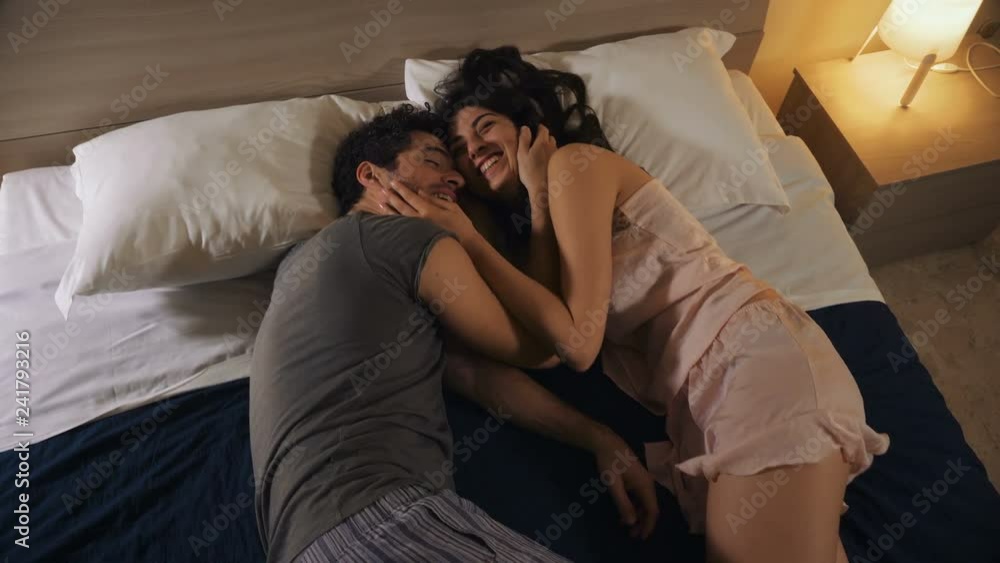 The Happy Couple Sleeping In The Bed.tenderness, affection, love The Happy Couple Sleeping In The Bed.tenderness, affection, love