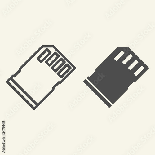 Memory card line and glyph icon. Sd card vector illustration isolated on white. Storage outline style design, designed for web and app. Eps 10.