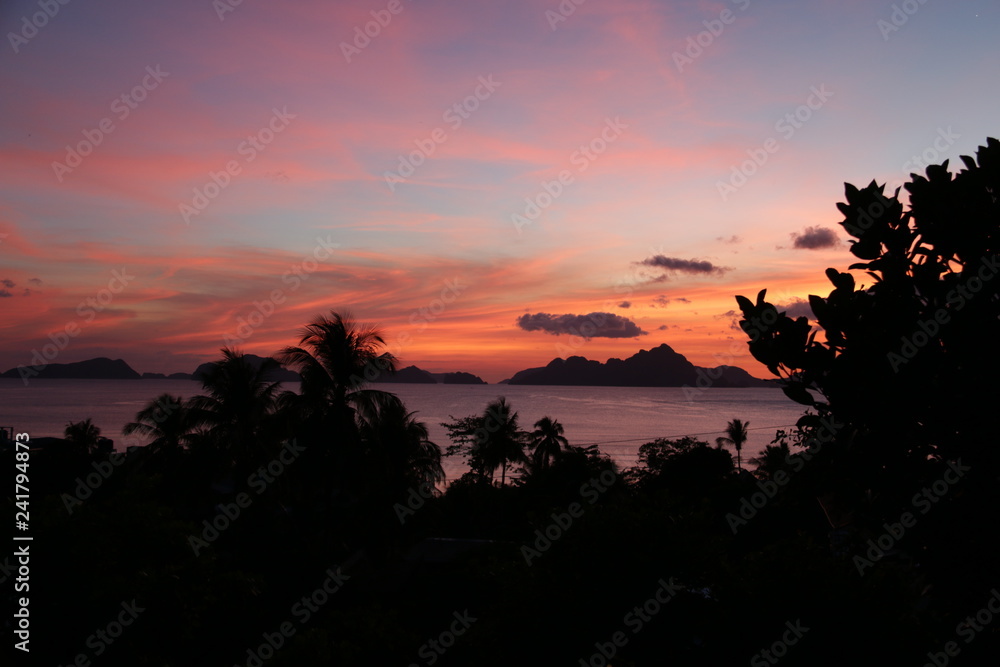 Sunset over islands